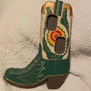 Wooden Western cowboy boot picture frame, carved